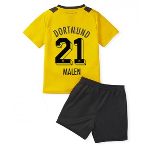 Borussia Dortmund Donyell Malen #21 kläder Barn 2022-23 Hemmatröja Kortärmad (+ korta byxor)